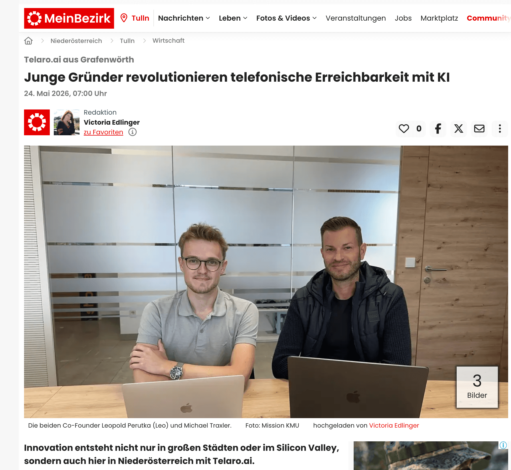 Co-Founder Leopold Perutka und Michael Traxler von Telaro.ai